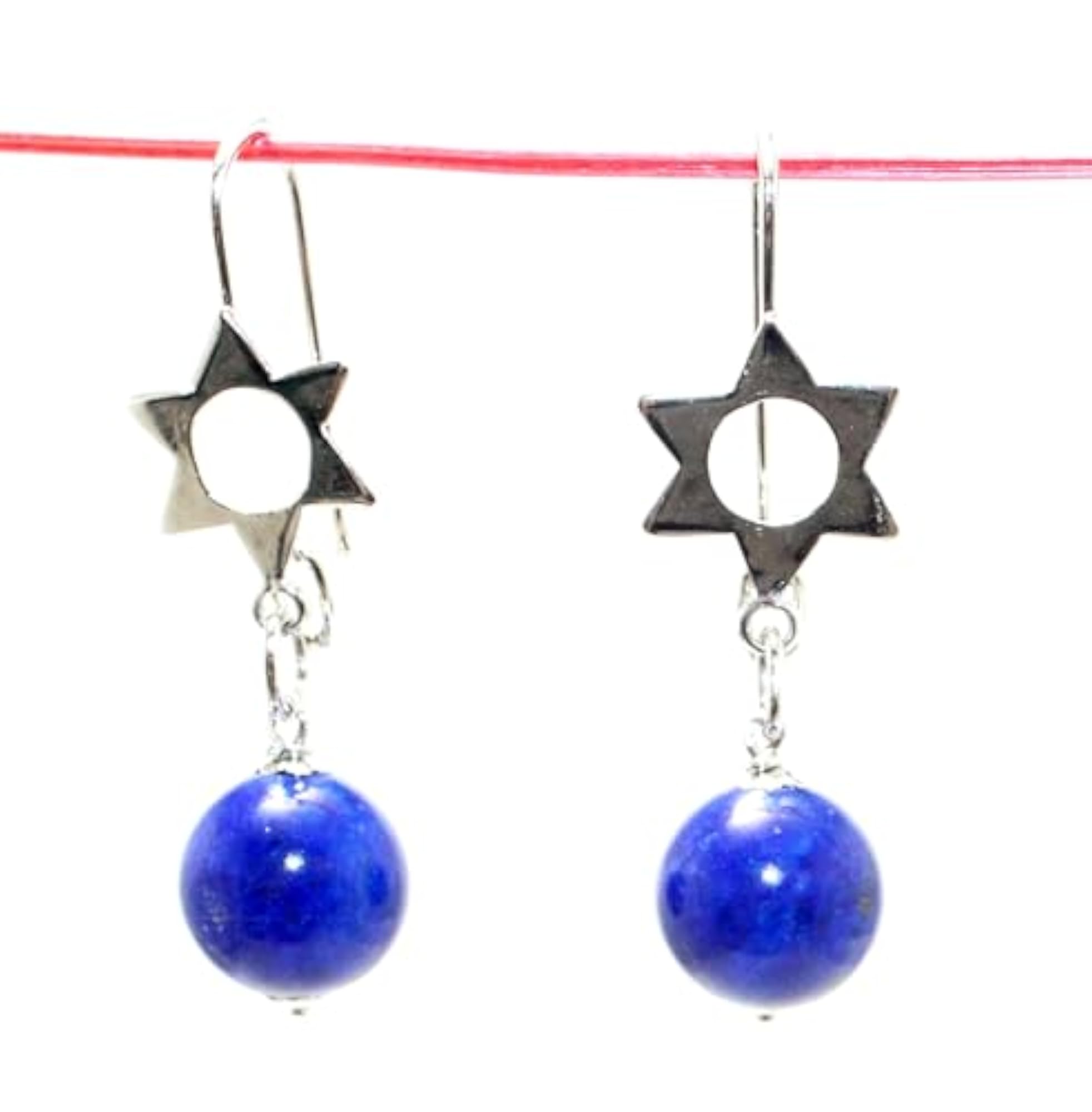 Women's 925 Sterling Silver Natural Lapis Lazuli Gemstone Handmade Earrings